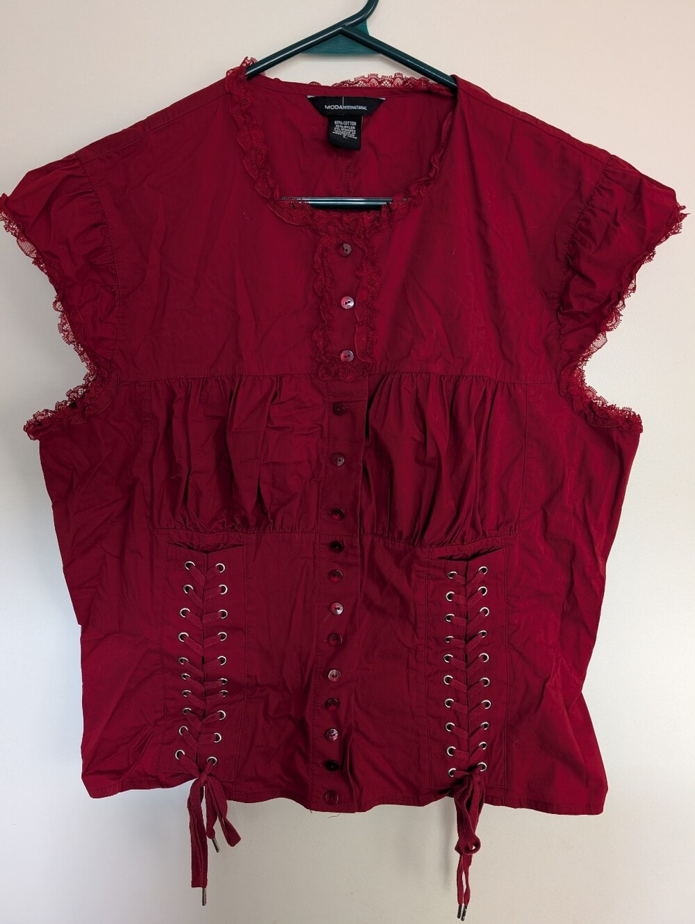 Moda International Red Corset Blouse